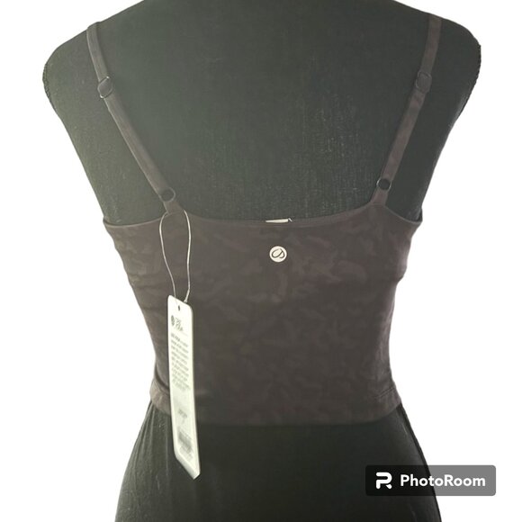 CRZ Yoga Olive Leopard Grain Longline Padded Adjustable Crop Sport Tank Bra sz S - Picture 4 of 8